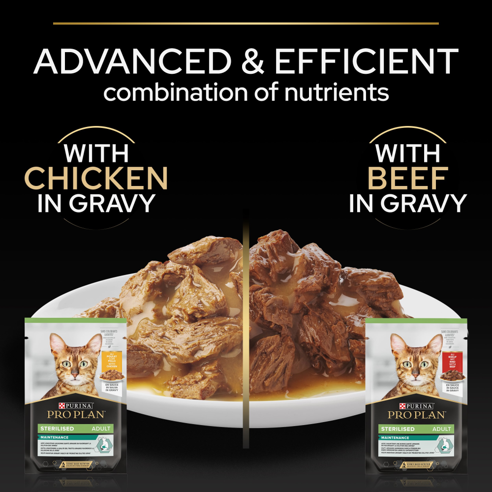 Pro Plan Sterilised Beef & Chicken in Gravy Adult Wet Cat Food