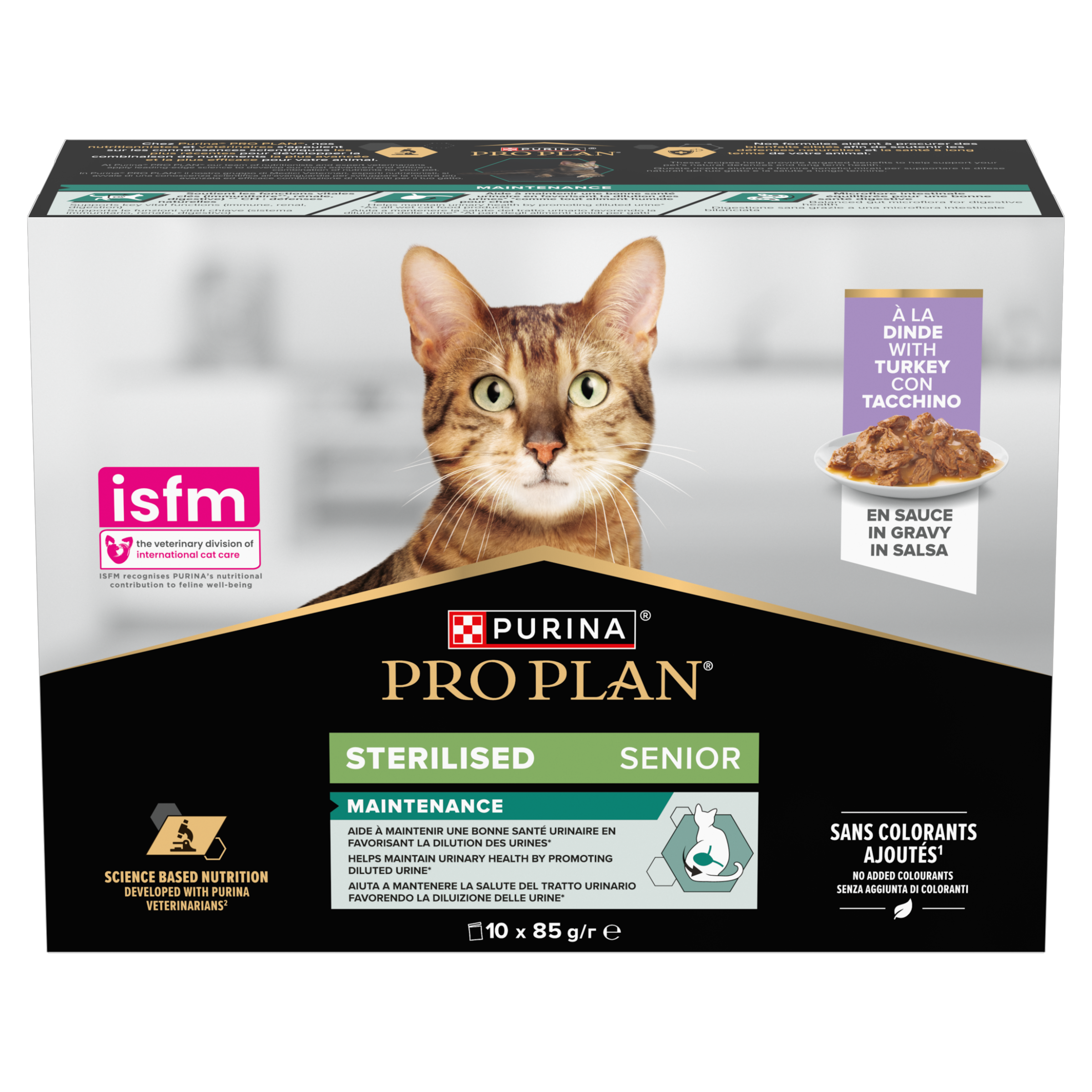 Pro Plan Pro Plan Purina Sterilised Maintenance Turkey Senior Wet Cat Food pet food packaging