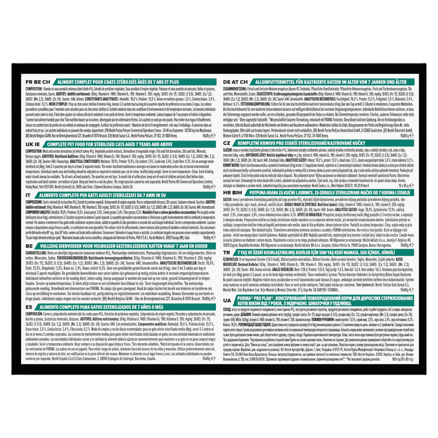 Purina Pro Plan Senior 7+ Sterilised Maintenance with Turkey in Gravy Wet Cat Food Pouches