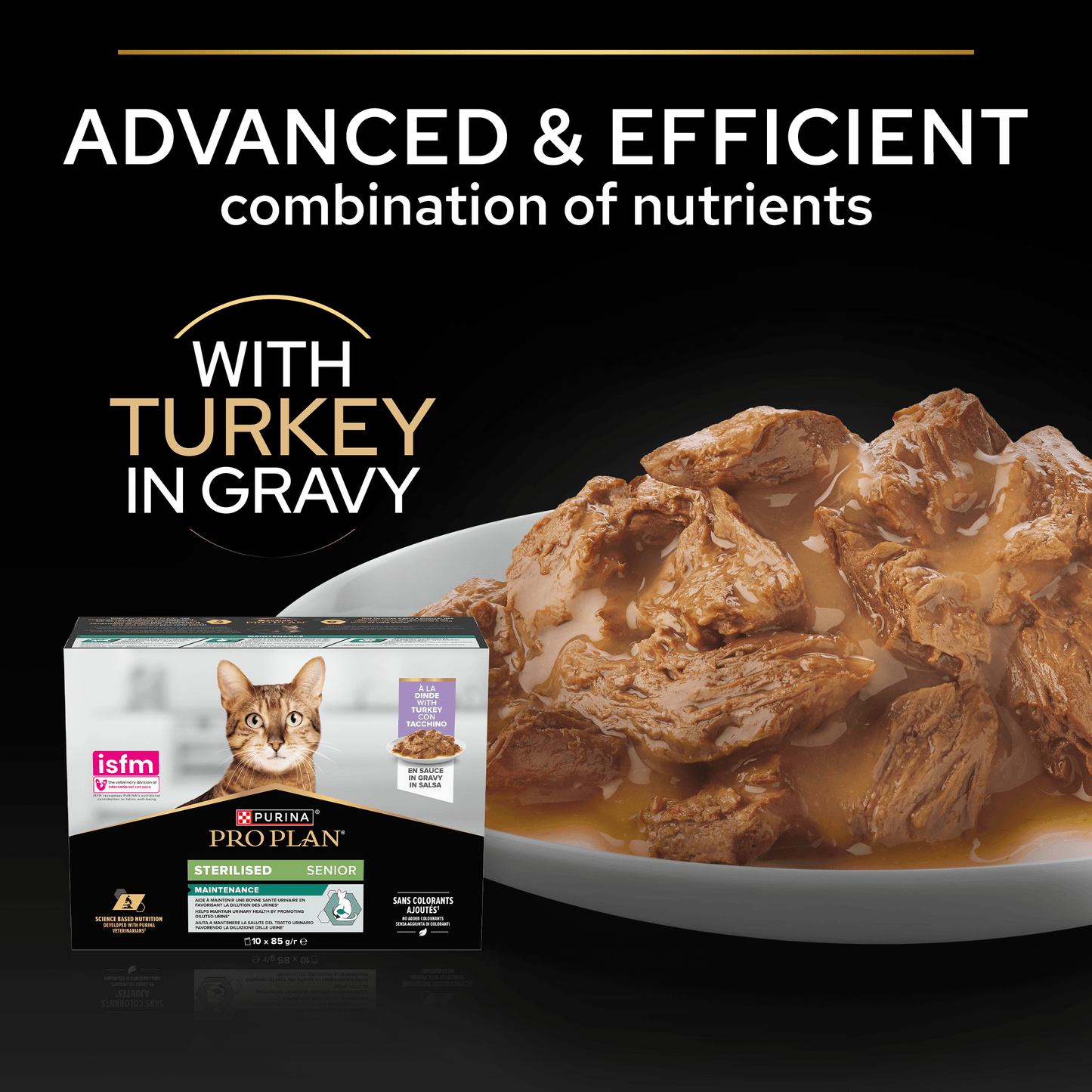 Purina Pro Plan Senior 7+ Sterilised Maintenance with Turkey in Gravy Wet Cat Food Pouches