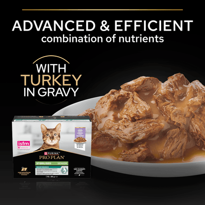Purina Pro Plan Senior 7+ Sterilised Maintenance with Turkey in Gravy Wet Cat Food Pouches