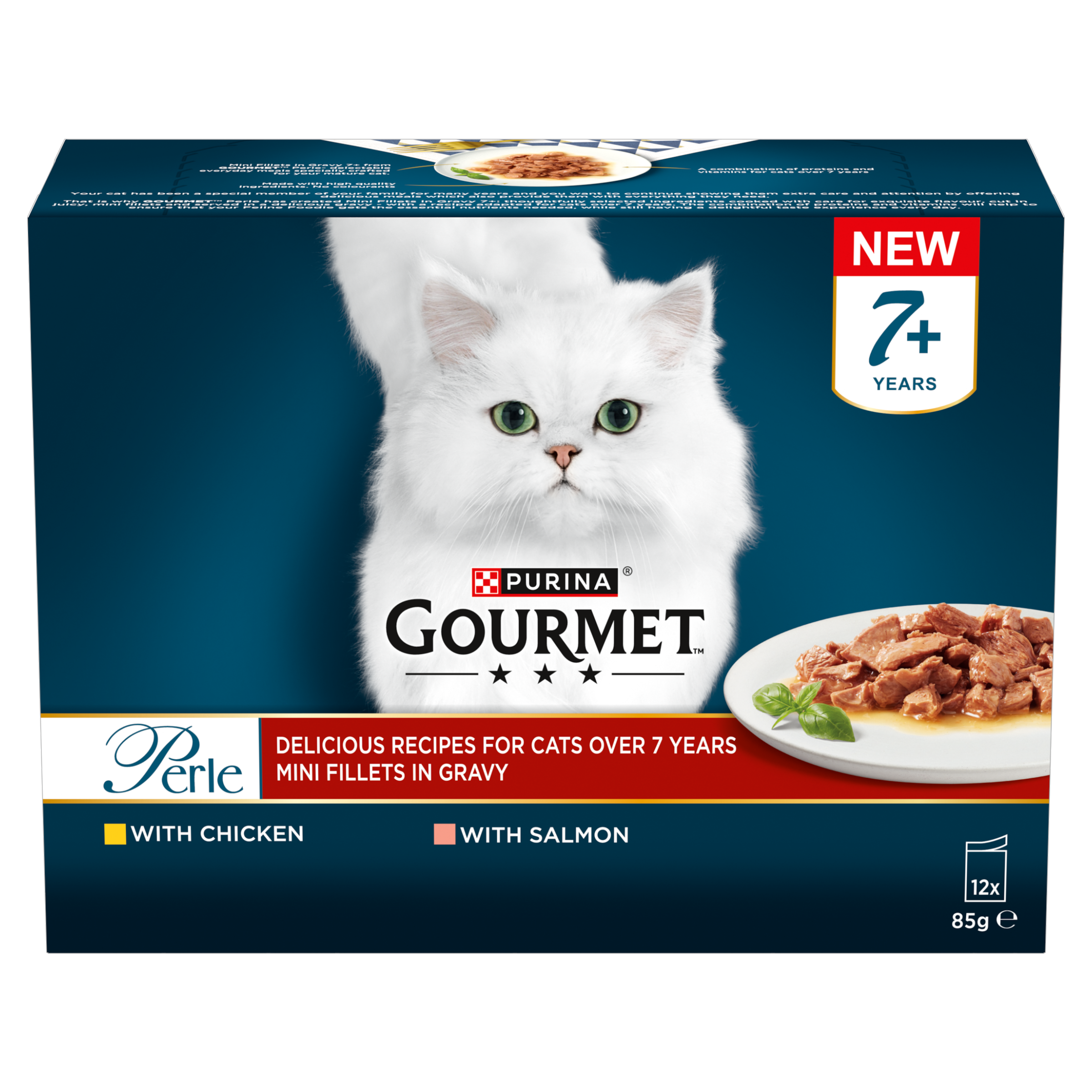 Gourmet Gourmet Perle Fillets Chicken Salmon Senior Wet Cat Food pet food packaging