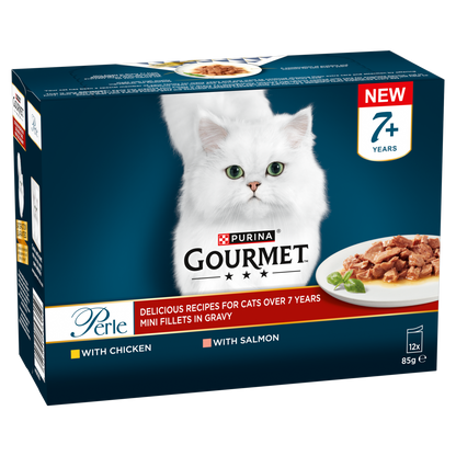 Gourmet Perle Senior Mini Fillets in Gravy Pouch Wet Cat Food