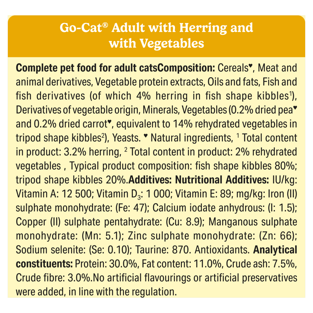 Go-Cat Adult Dry Cat Food - Herring & Vegetable