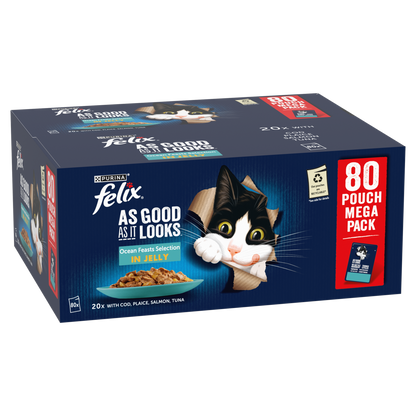 Felix As Good As it Looks Ocean Feasts Selection in Jelly Adult Wet Cat Food