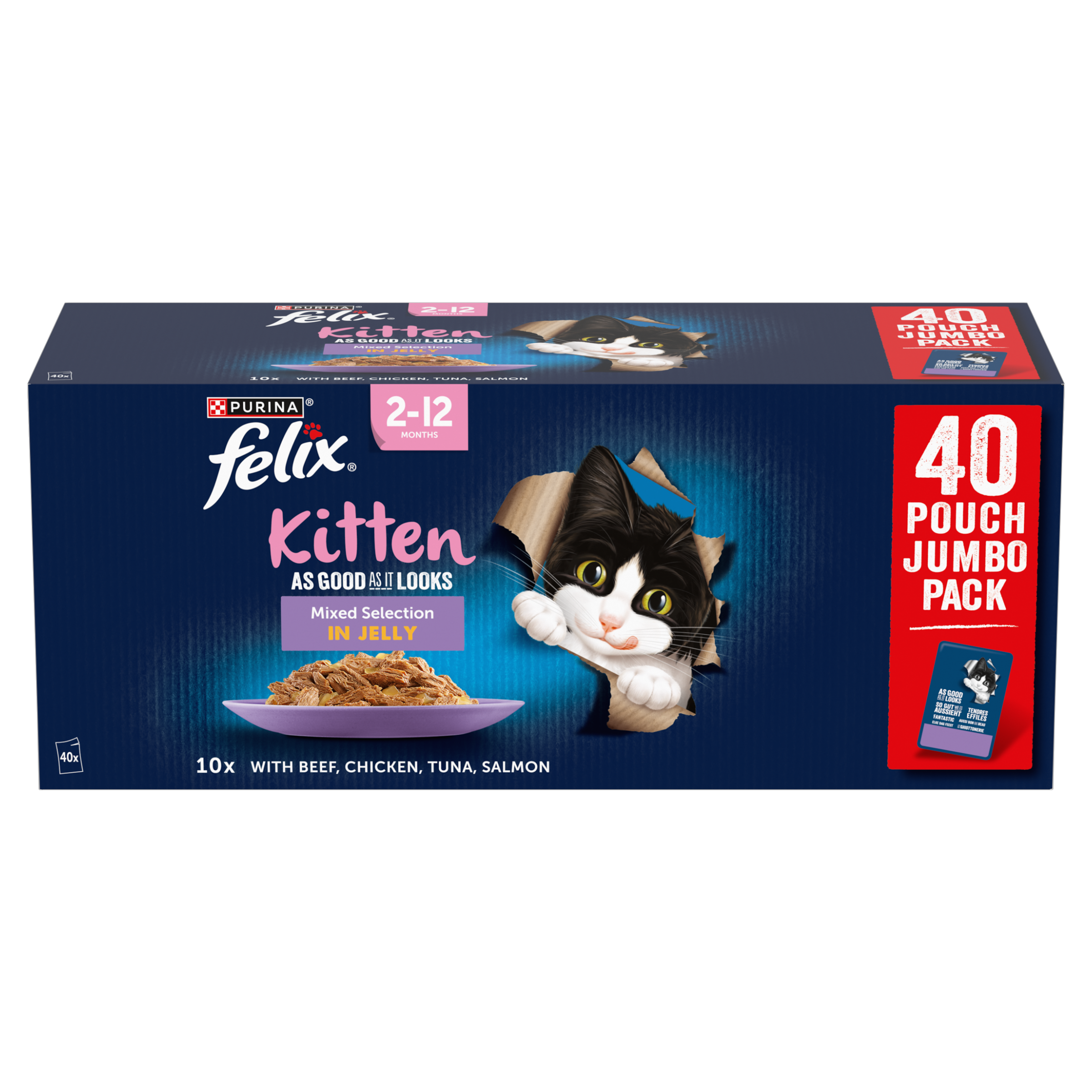 Felix Felix As Good It Looks Beef Chicken Salmon Tuna Kitten Wet Cat Food pet food packaging
