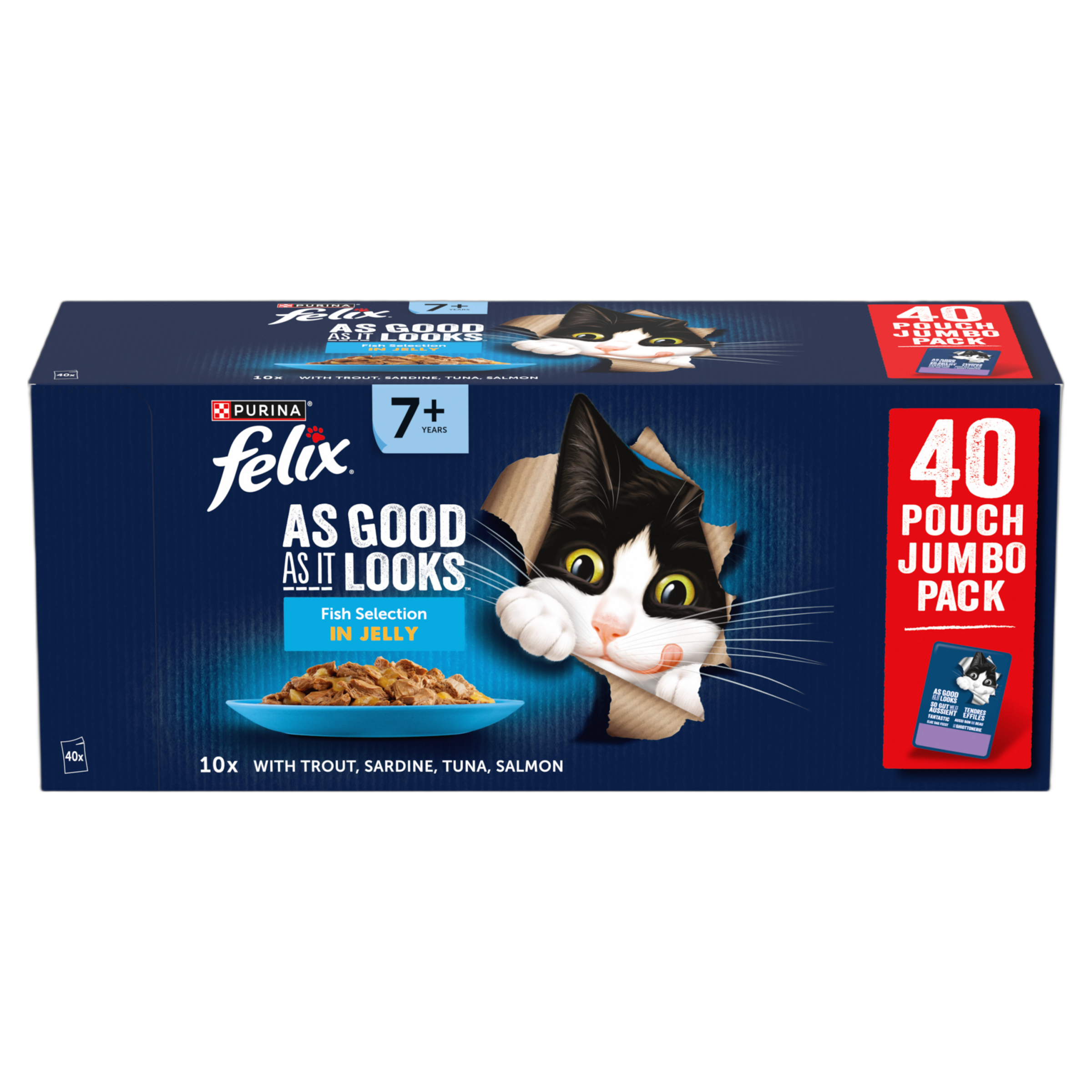 Felix Felix As Good It Looks Salmon Trout Tuna Senior Wet Cat Food pet food packaging