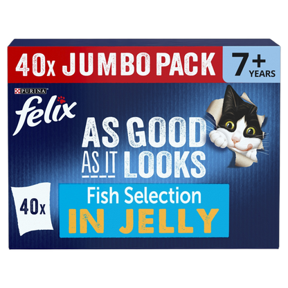 Felix As Good As it Looks Senior 7+ Fish Selection in Jelly Wet Cat Food