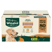 Winalot Meaty Chunks Mixed Rich in Chicken, Beef & Lamb in Gravy Adult Wet Dog Food Pouches Mega Pack