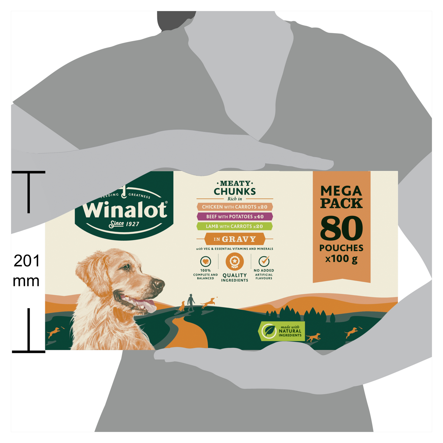 Winalot Meaty Chunks Mixed Rich in Chicken, Beef & Lamb in Gravy Adult Wet Dog Food Pouches Mega Pack