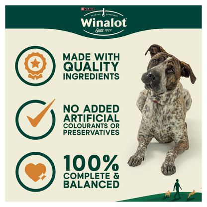 Winalot Meaty Chunks Mixed Rich in Chicken, Beef & Lamb in Gravy Adult Wet Dog Food Pouches Mega Pack
