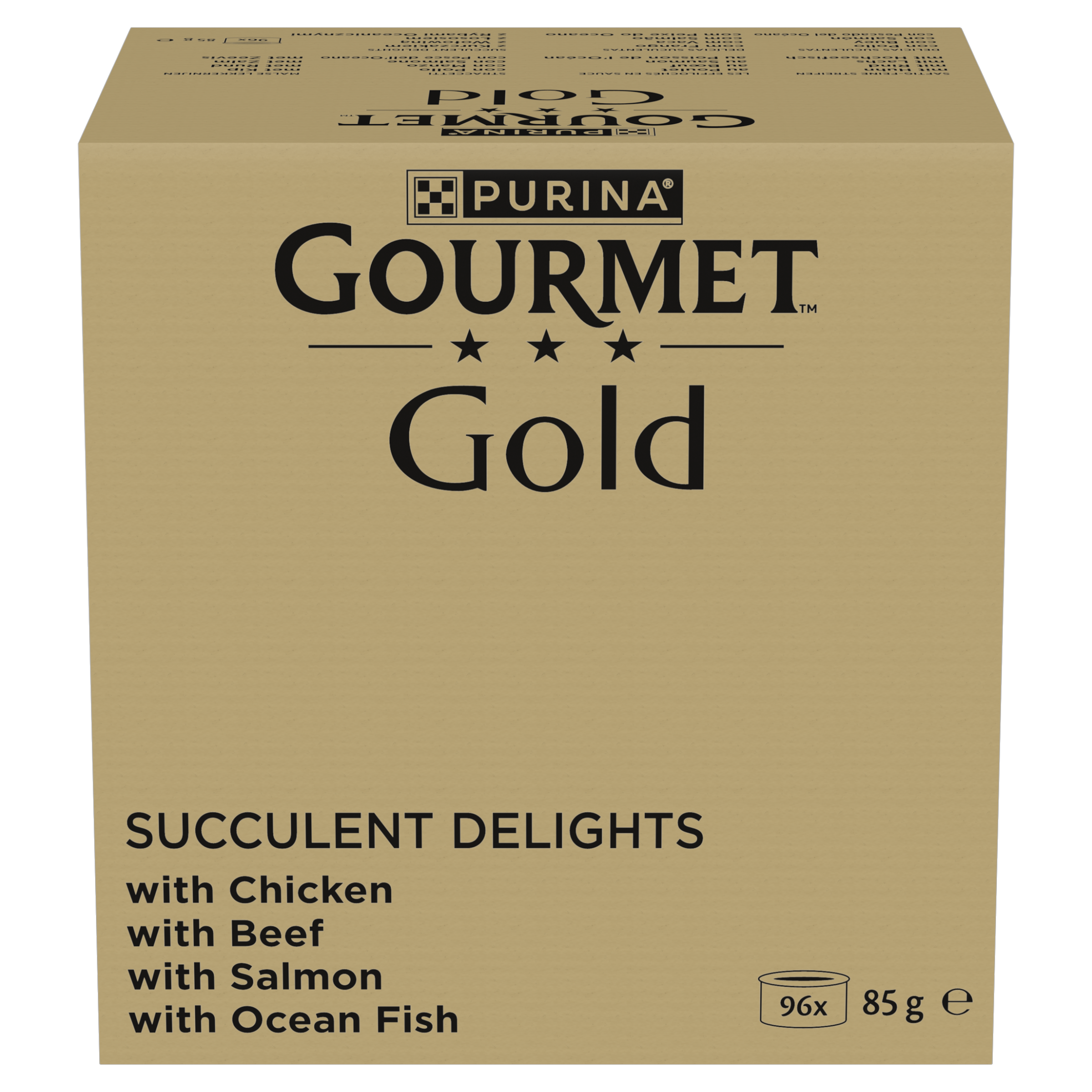 Gourmet Gourmet Purina Gold Delights Ocean Beef Chicken Salmon Adult Wet Cat Food pet food packaging