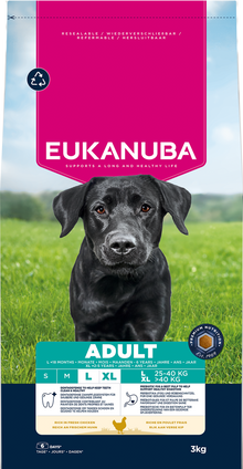 Front View of Eukanuba Adult Large Breed Dry Dog Food - Chicken - 3kg & 12kg