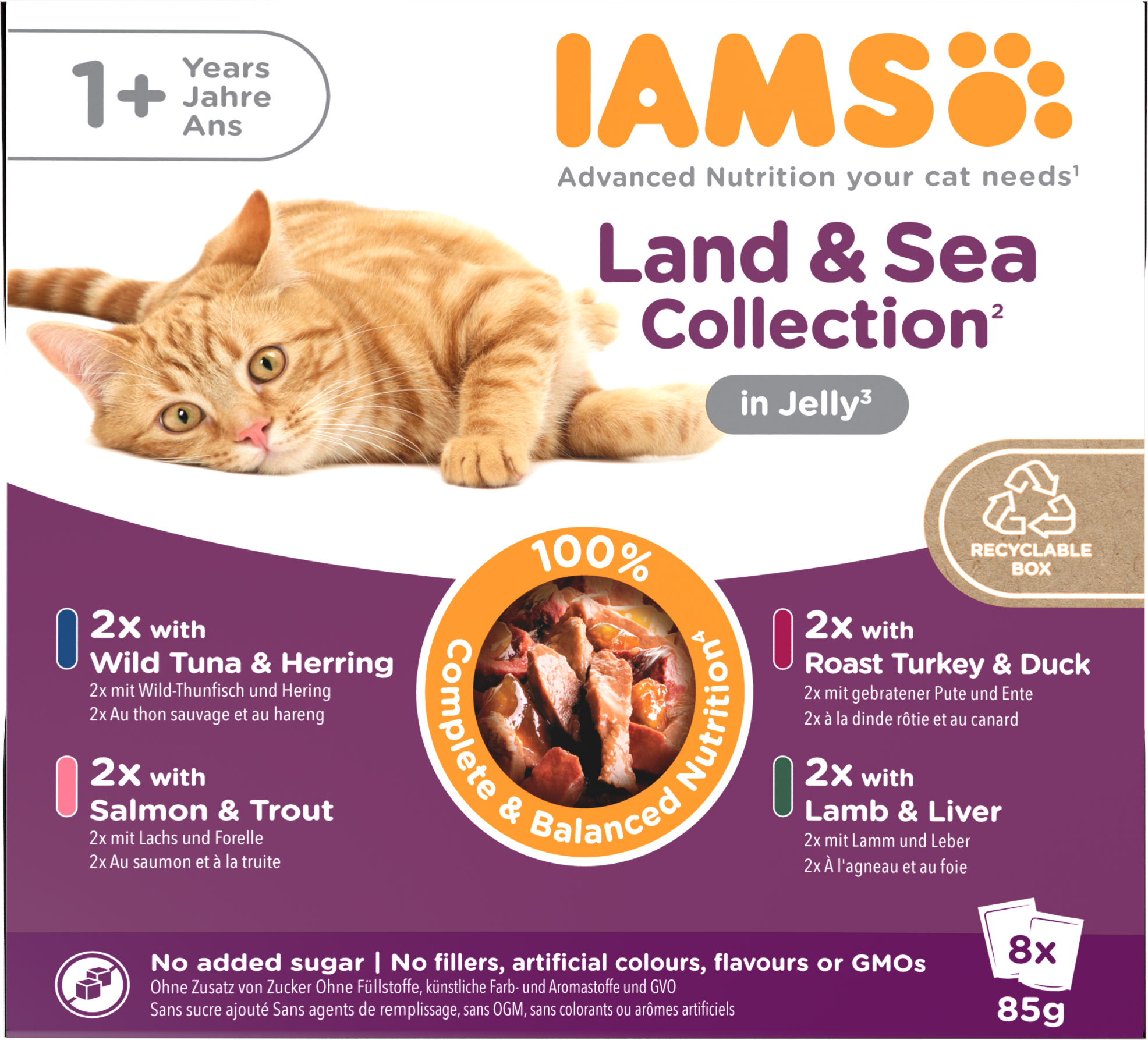 Iams Iams Delights Land Collection Herring Tuna Adult Wet Cat Food pet food packaging