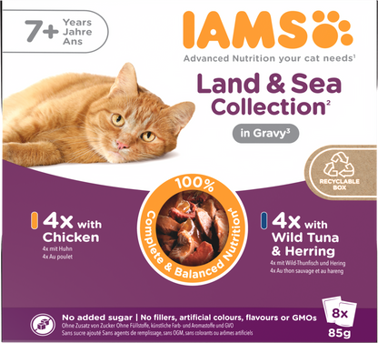 Iams Delights Senior Land & Sea Collection in Gravy Wet Cat Food
