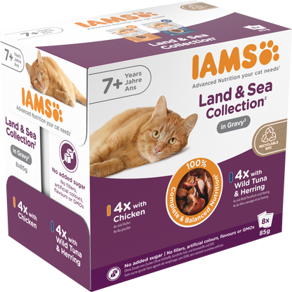 Iams Delights Senior Land & Sea Collection in Gravy Wet Cat Food