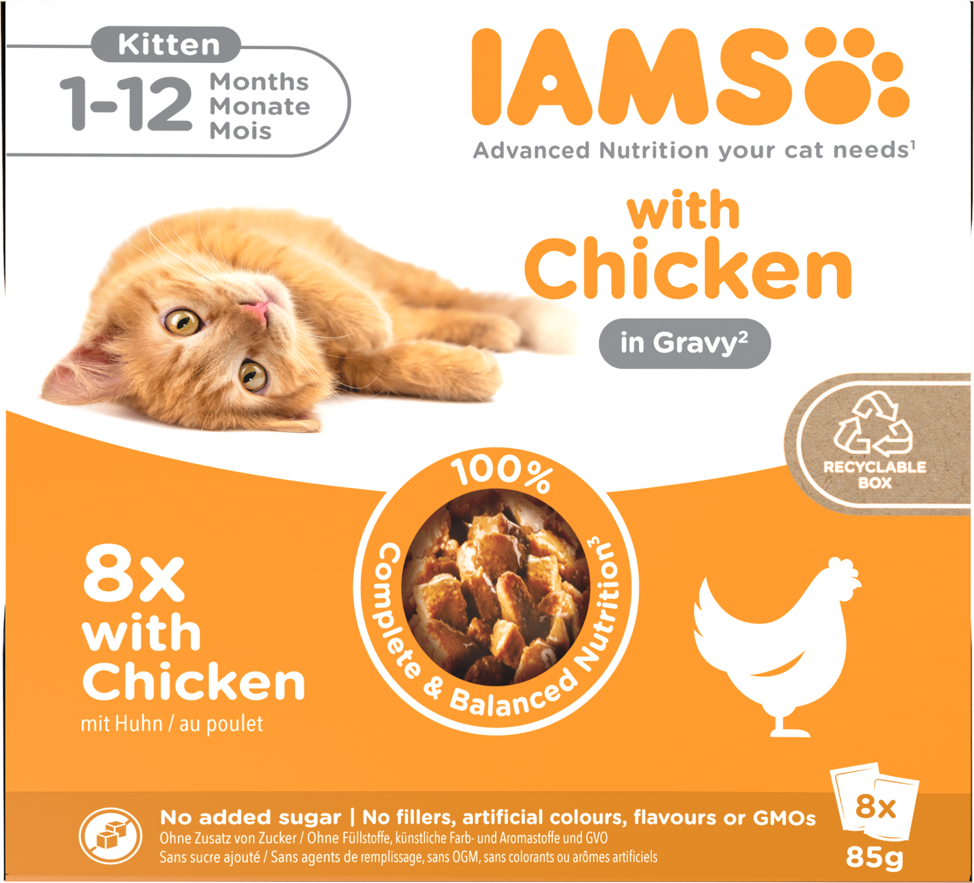 Iams Iams Delights Chicken Kitten Wet Cat Food pet food packaging