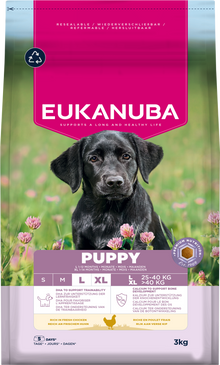 Front View of Eukanuba Puppy Large Breed Dry Dog Food - Chicken - 3kg & 12kg