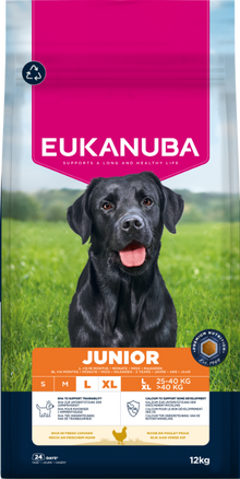Front View of Eukanuba Junior Large Breed Dry Dog Food - Chicken - 12kg
