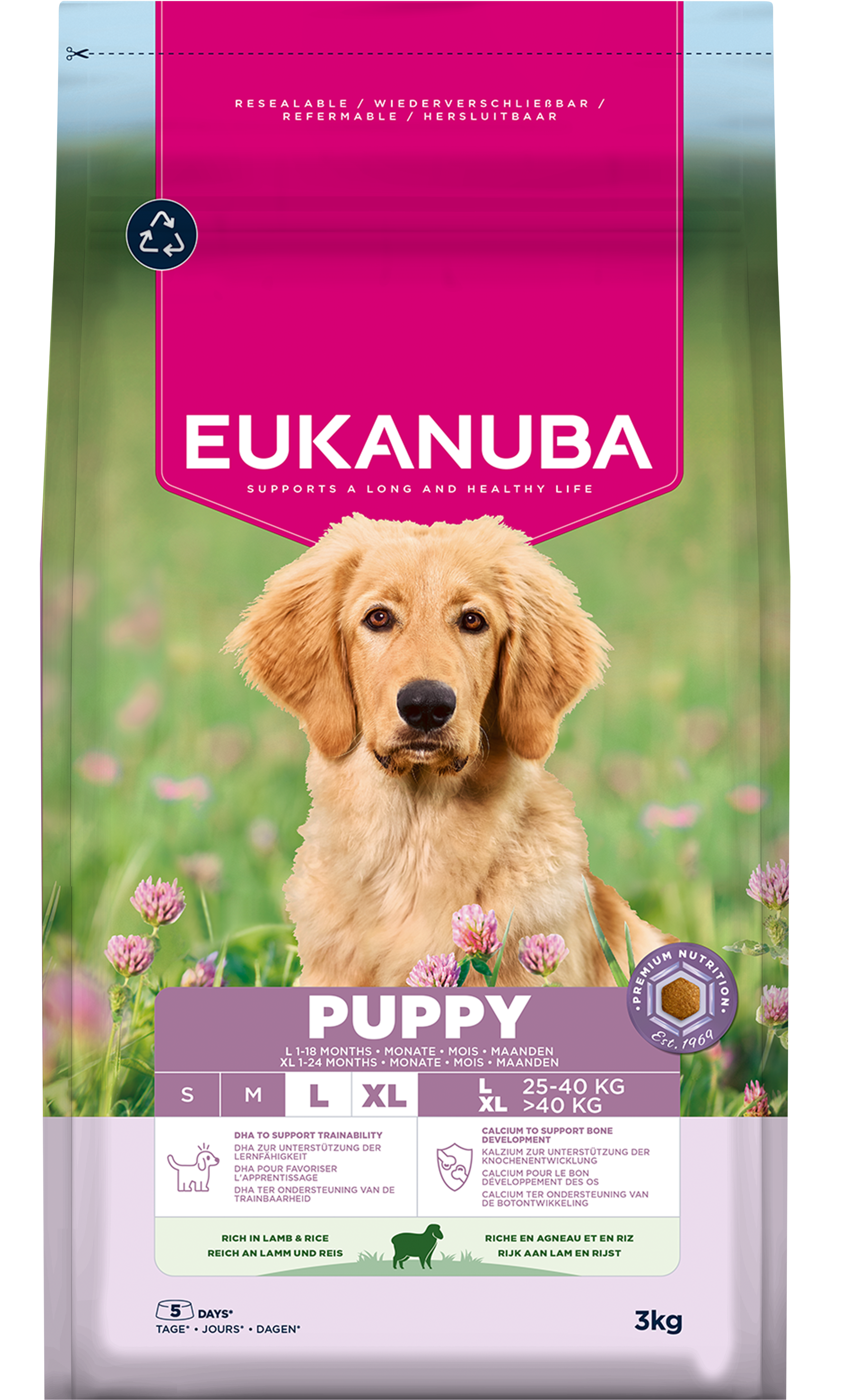 Eukanuba Eukanuba Chicken Lamb Pork Turkey Puppy Dry Dog Food pet food packaging