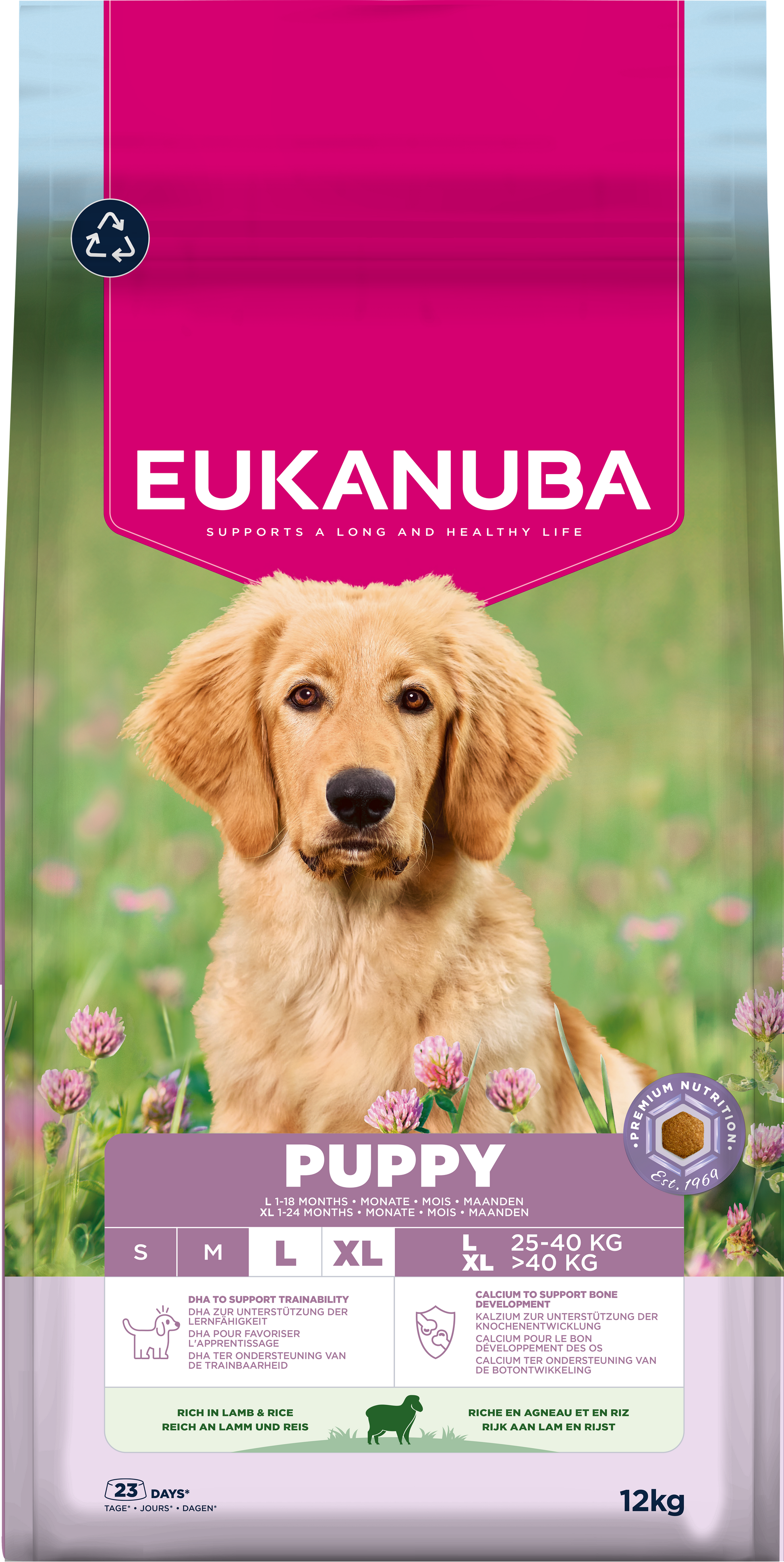 Eukanuba Puppy & Junior Large Breed Dry Dog Food - Lamb & Rice - 3kg & 12kg