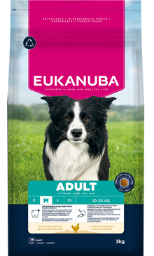 Front View of Eukanuba Adult Medium Breed Dry Dog Food - Chicken - 3kg & 12kg