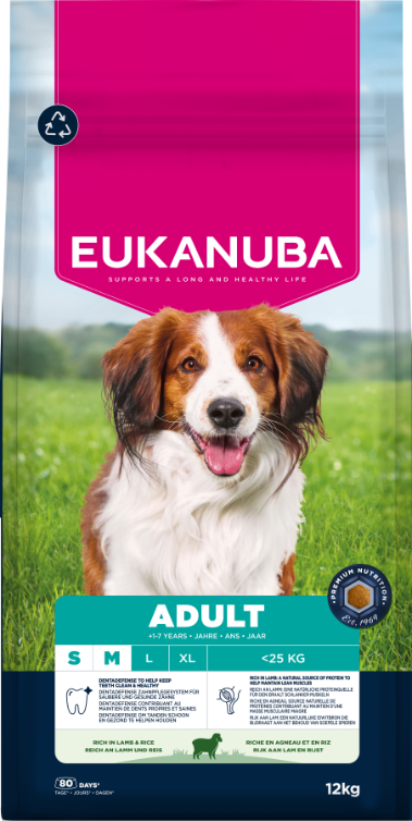 Eukanuba Life Care Adult Small/Medium Breed Dry Dog Food - Lamb & Rice - 3kg & 12kg