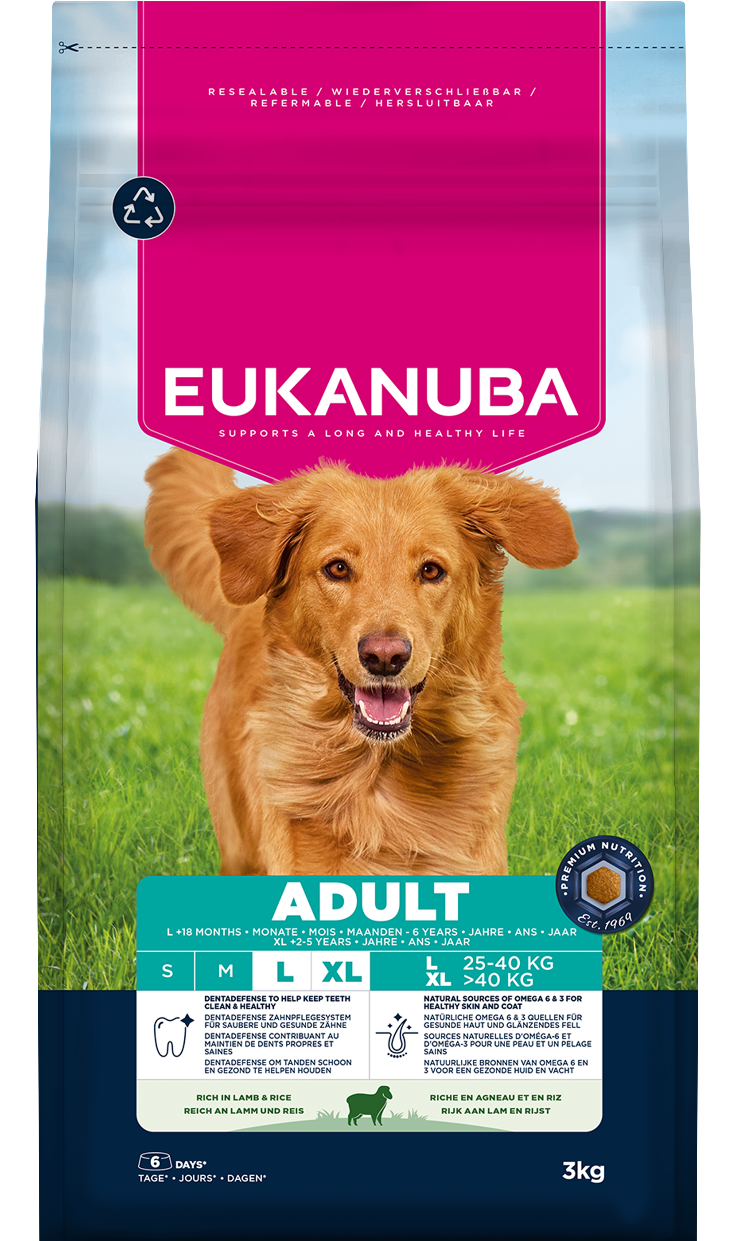 Eukanuba Eukanuba Chicken Lamb Pork Turkey Adult Dry Dog Food pet food packaging
