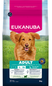 Front View of Eukanuba Adult Large Breed Dry Dog Food - Lamb & Rice - 3kg & 12kg