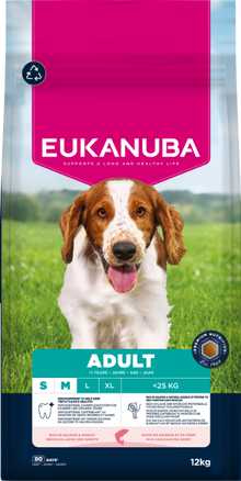 Front View of Eukanuba Life Care Adult Small/Medium Breed Dry Dog Food - Salmon & Barley - 12kg