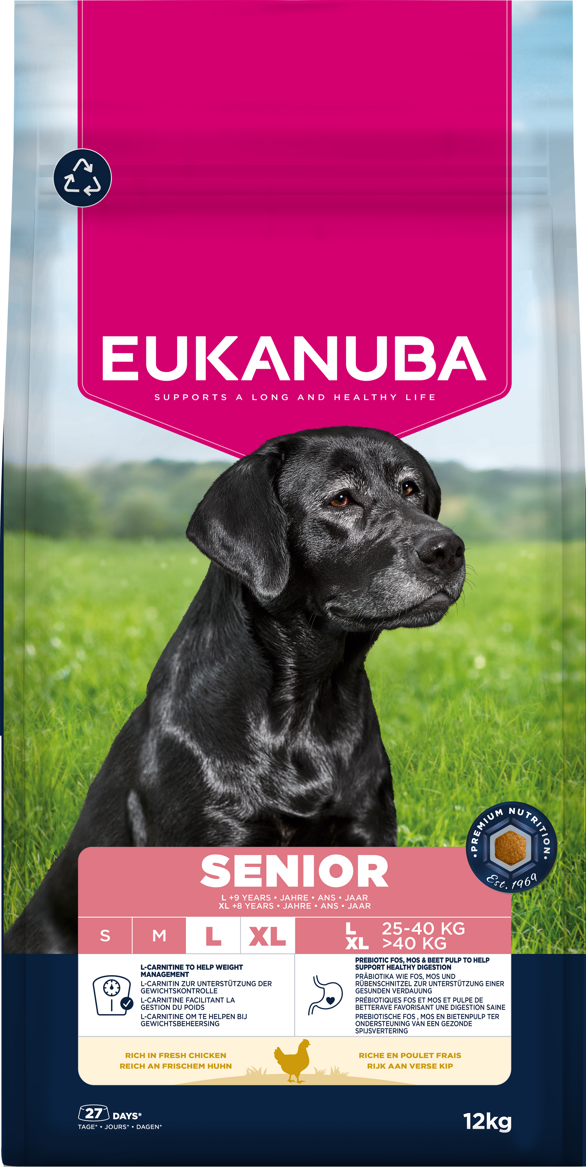 Front View of Eukanuba Senior Large Breed Dry Dog Food - Chicken - 12kg