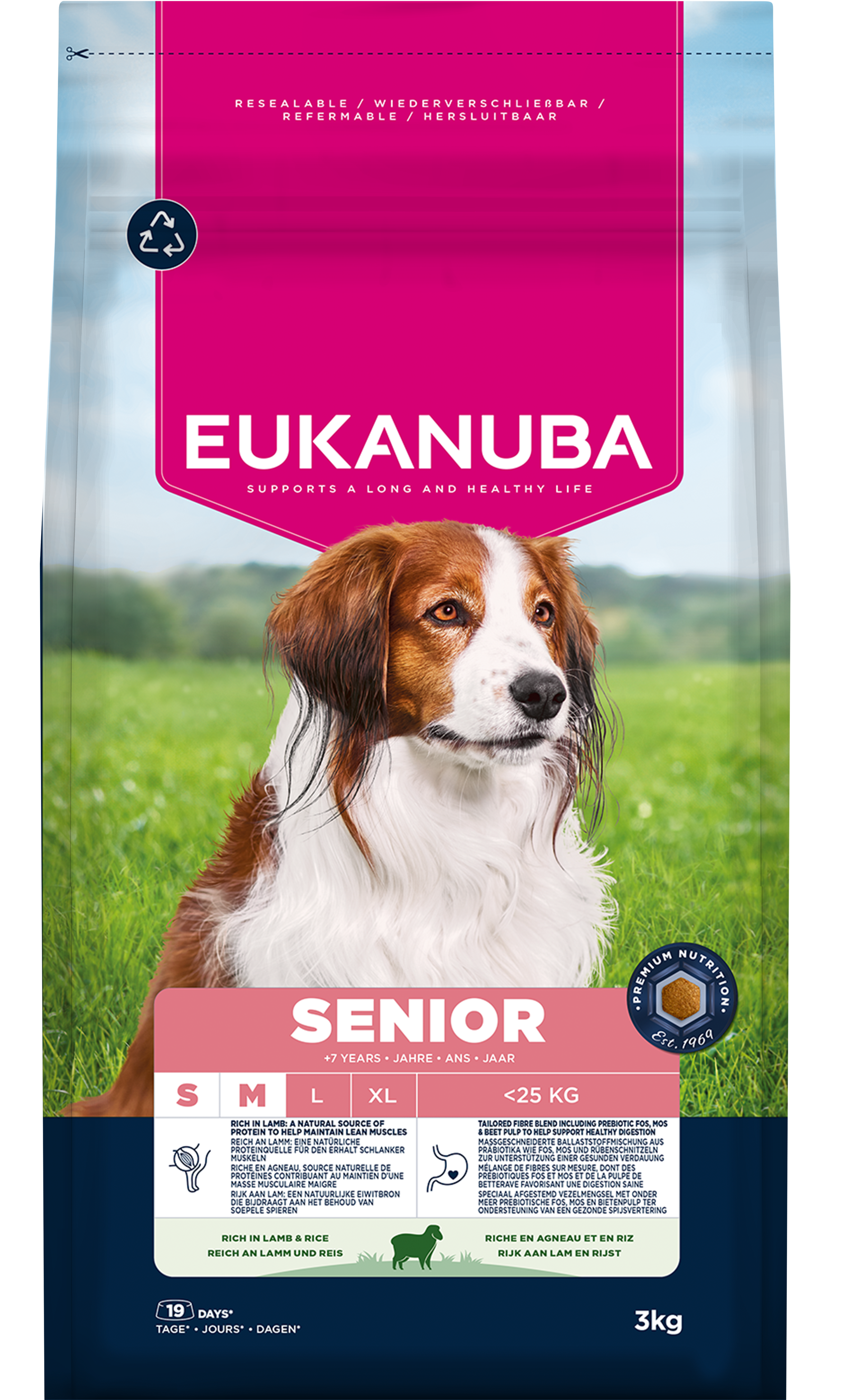 Eukanuba Eukanuba Chicken Lamb Pork Turkey Senior Dry Dog Food pet food packaging