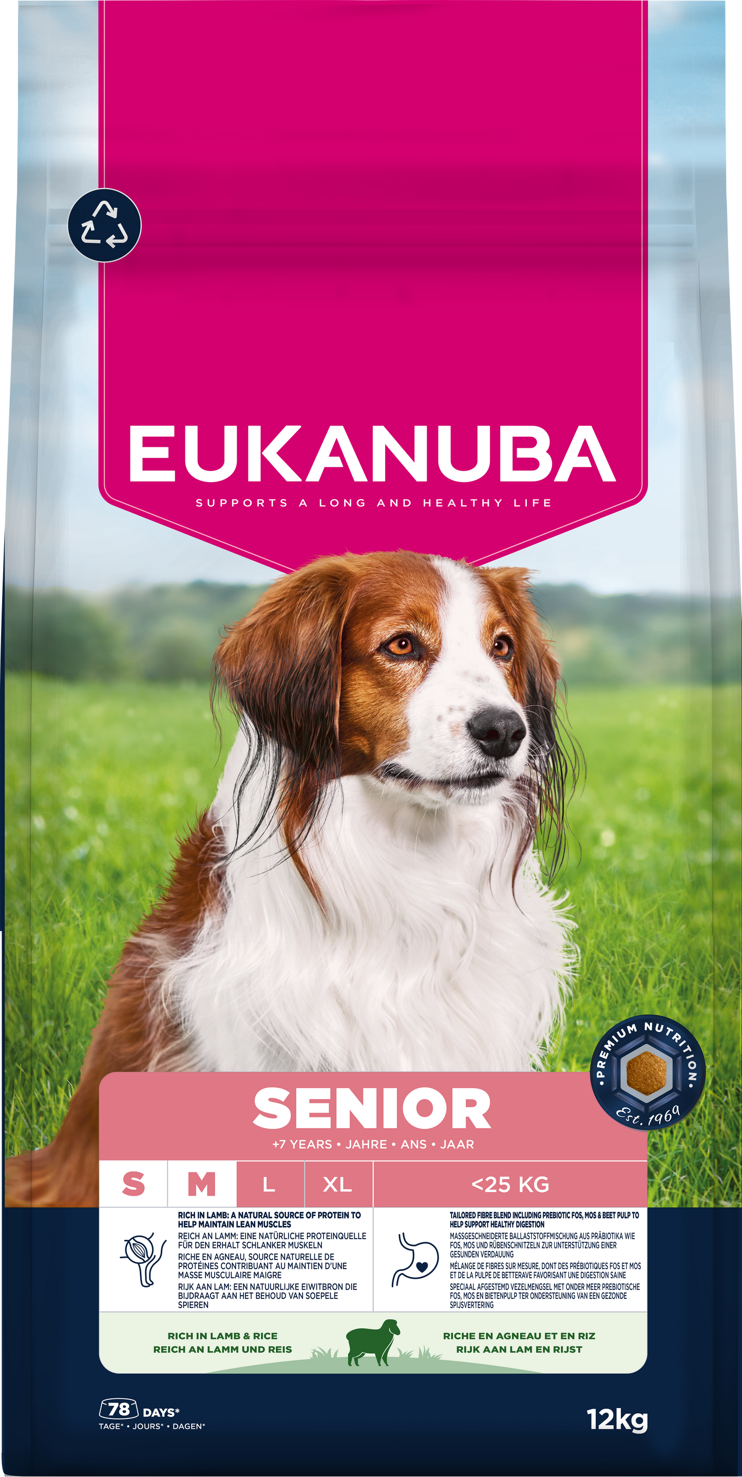 Eukanuba Senior Small/Medium Breed Dry Dog Food - Lamb & Rice - 3kg & 12kg