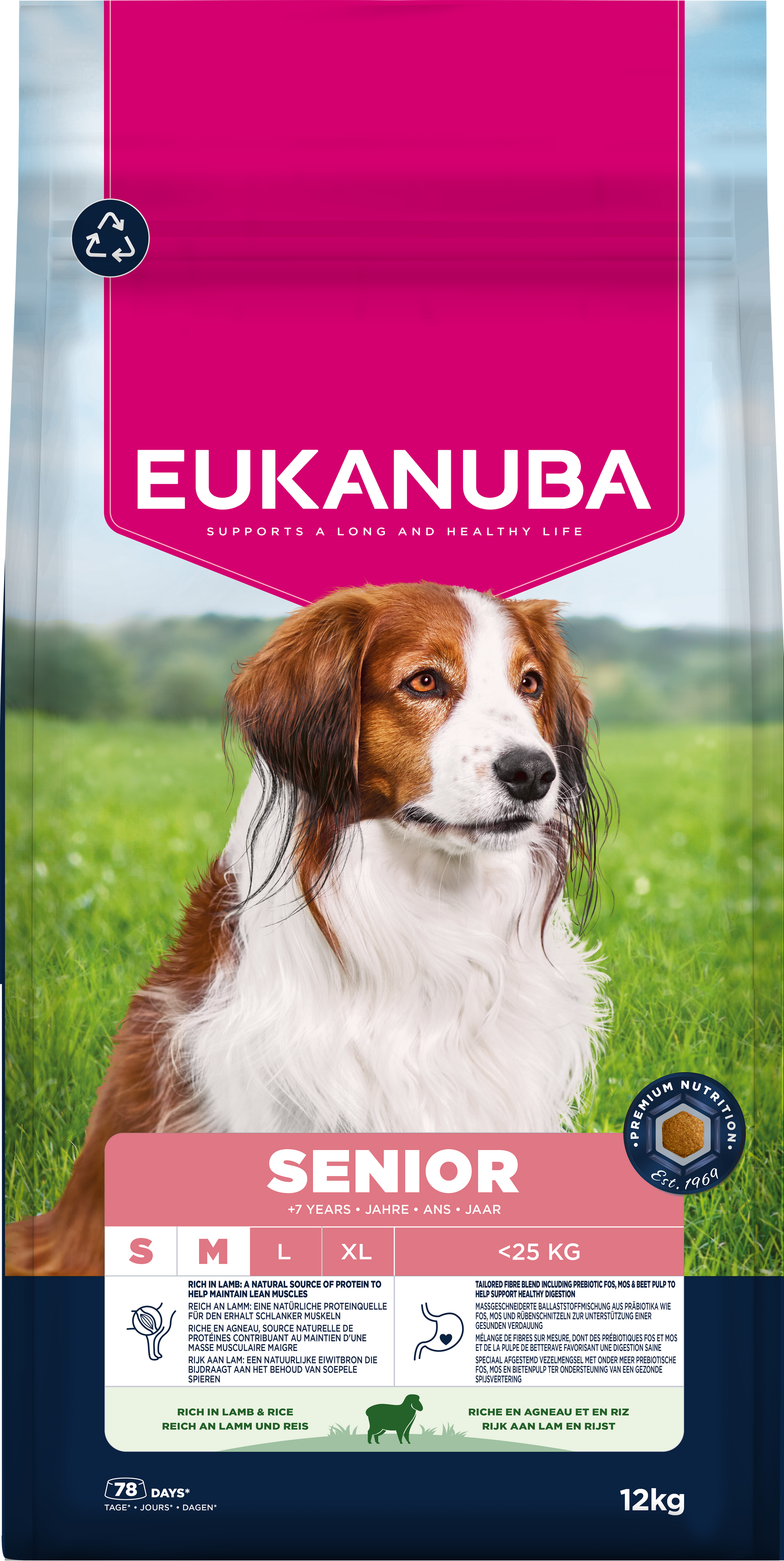 Eukanuba Senior Small/Medium Breed Dry Dog Food - Lamb & Rice - 3kg & 12kg