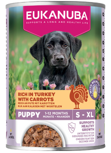 Front View of Eukanuba Can Life Care Puppy All Breeds Wet Dog Food - Turkey & Carrot - 6 x 400g