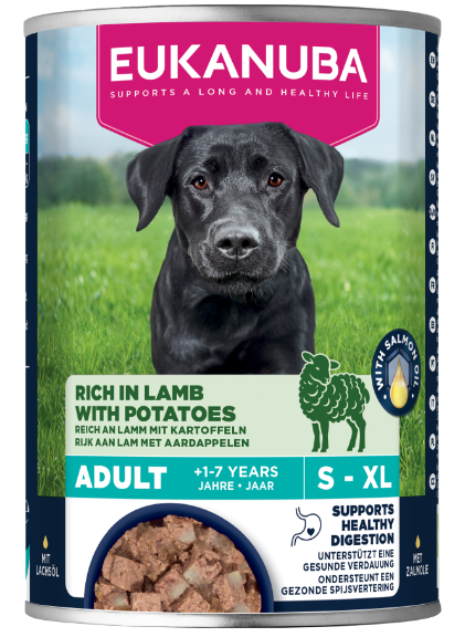Front View of Eukanuba Can Life Care Adult All Breeds Wet Dog Food - Lamb & Potato - 6 x 400g
