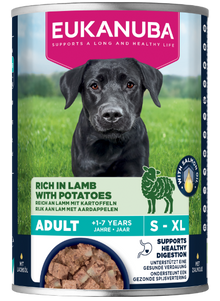 Front View of Eukanuba Can Life Care Adult All Breeds Wet Dog Food - Lamb & Potato - 6 x 400g