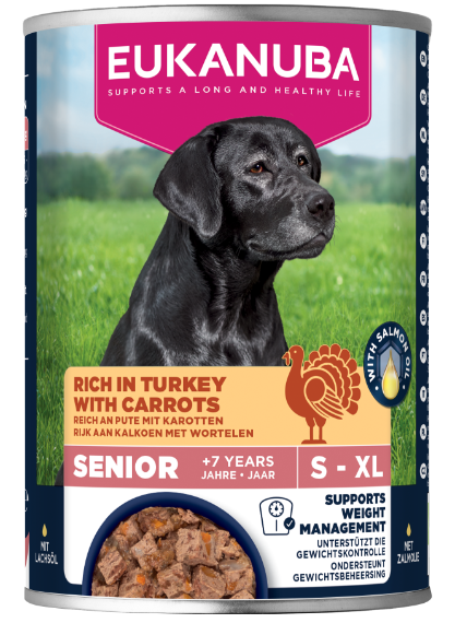 Front View of Eukanuba Can Life Care Senior All Breeds Wet Dog Food - Turkey & Carrot - 6 x 400g