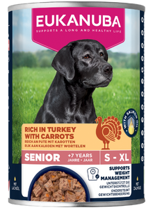 Front View of Eukanuba Can Life Care Senior All Breeds Wet Dog Food - Turkey & Carrot - 6 x 400g
