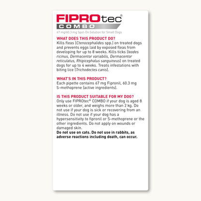 Beaphar FIPROtec Combo Flea & Tick Spot-On Solution for Small Dogs (2-10kg)