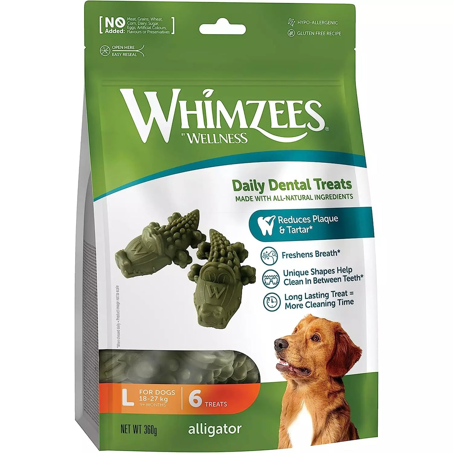 Whimzees Alligator Large Dog Treat