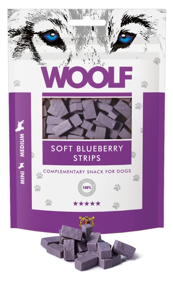 Woolf Soft Blueberry strips Dog Treats