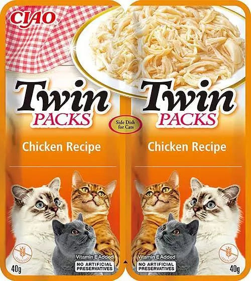 Front View of Ciao Twin Packs Wet Cat Food - Chicken Recipe in Chicken Broth - 80 g