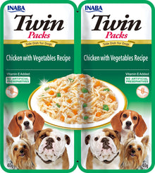 Front View of Ciao Twin Packs Wet Dog Food - Chicken with Vegetables Recipe in Chicken Broth - 80 g