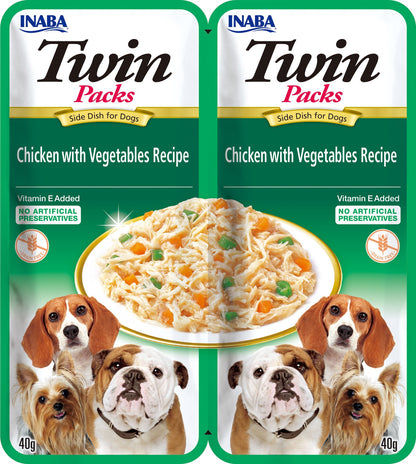 Front View of Ciao Twin Packs Wet Dog Food - Chicken with Vegetables Recipe in Chicken Broth - 80 g