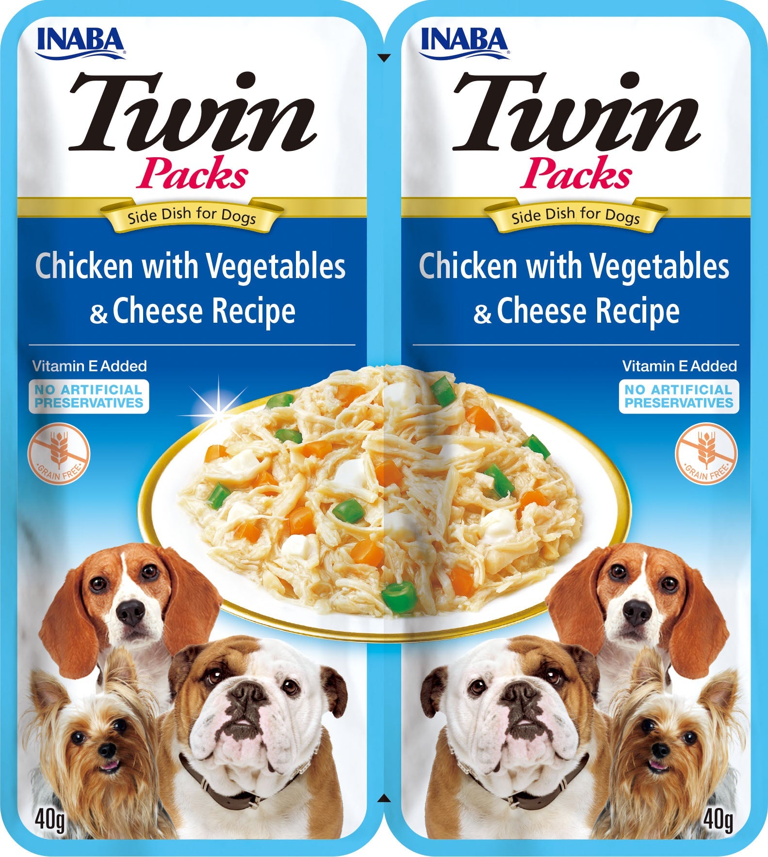 Front View of Front View of Ciao Twin Packs Wet Dog Food - Chicken with Vegetables & Cheese Recipe in Chicken Broth - 80 g