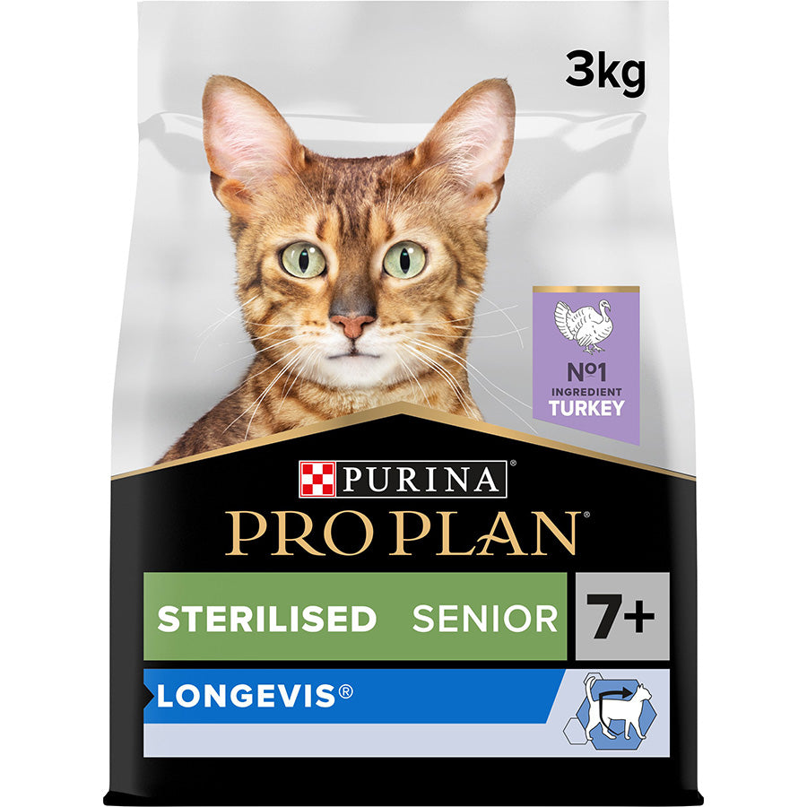 Pro Plan Pro Plan Longevis Sterilised Turkey Senior Dry Cat Food pet food packaging