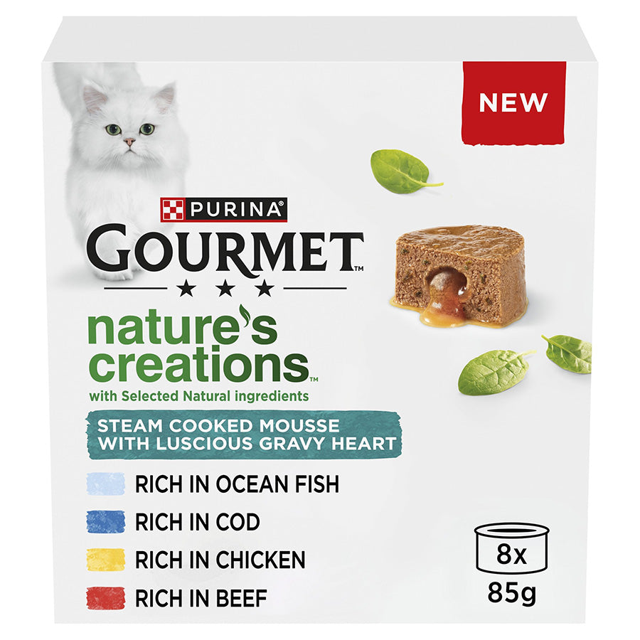 Gourmet Gourmet Nature Creations Heart Ocean Beef Chicken Cod Adult Wet Cat Food pet food packaging
