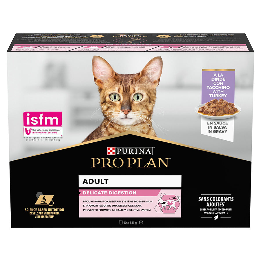 Pro Plan Pro Plan Delicate Digestion Turkey Adult Wet Cat Food pet food packaging