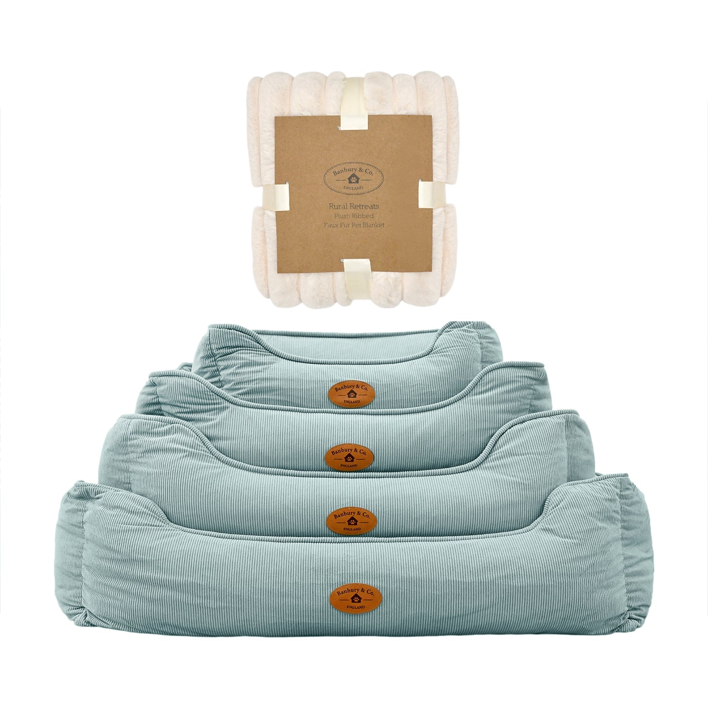 Banbury & Co Rural Retreats Corduroy Box Bed & Blanket Bundle